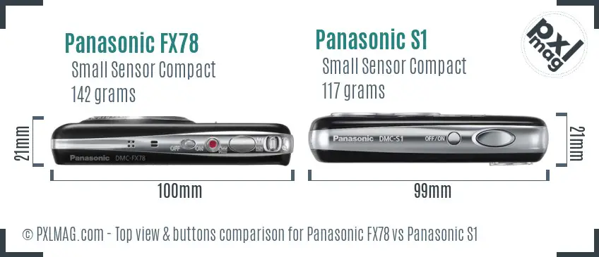 Panasonic FX78 vs Panasonic S1 top view buttons comparison