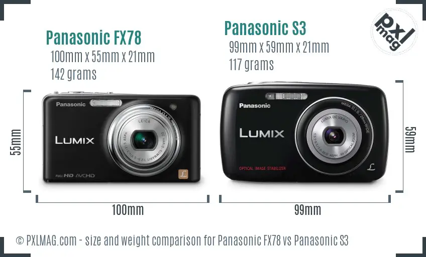 Panasonic FX78 vs Panasonic S3 size comparison
