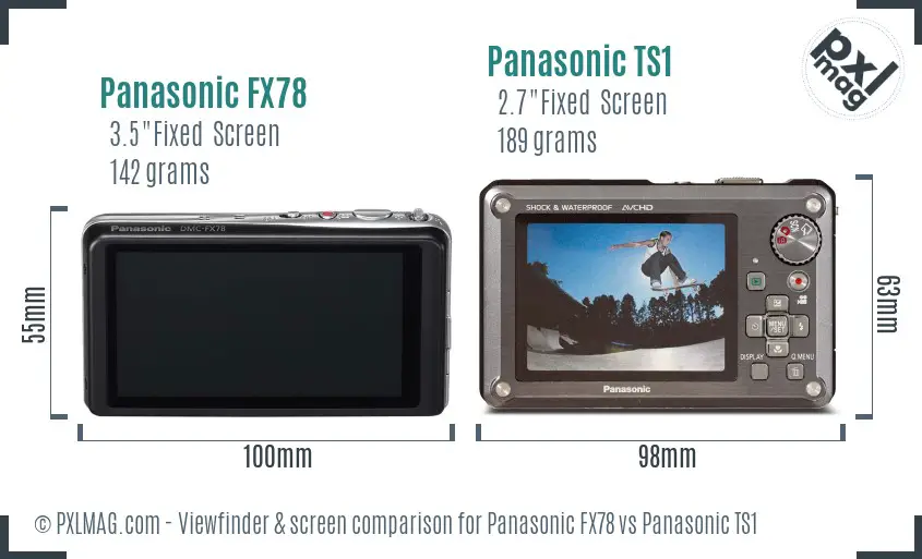 Panasonic FX78 vs Panasonic TS1 Screen and Viewfinder comparison