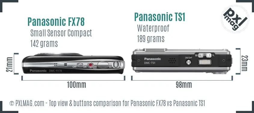 Panasonic FX78 vs Panasonic TS1 top view buttons comparison