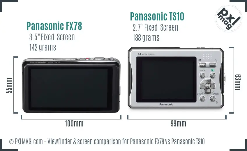 Panasonic FX78 vs Panasonic TS10 Screen and Viewfinder comparison