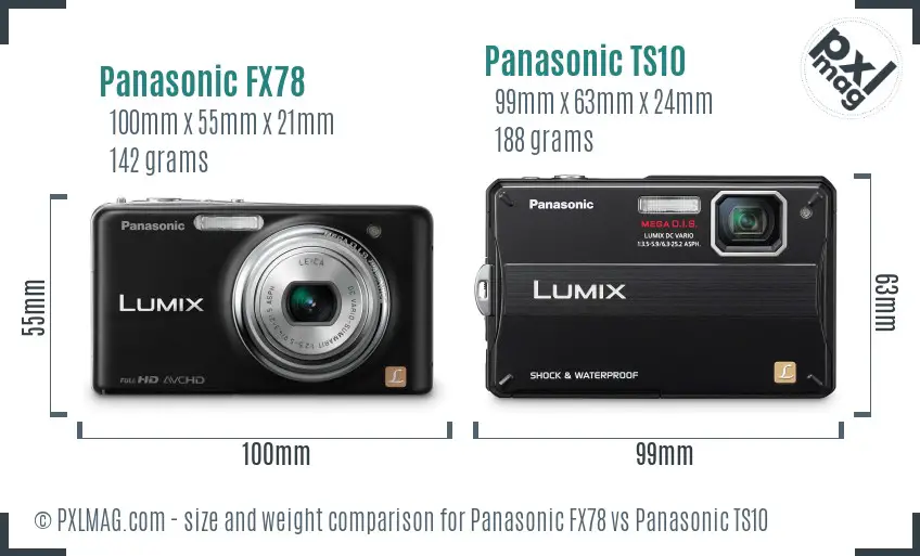 Panasonic FX78 vs Panasonic TS10 size comparison