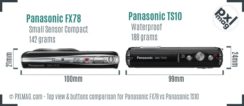 Panasonic FX78 vs Panasonic TS10 top view buttons comparison