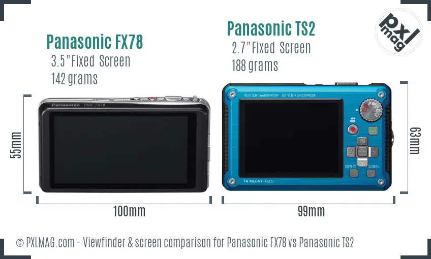 Panasonic FX78 vs Panasonic TS2 Screen and Viewfinder comparison