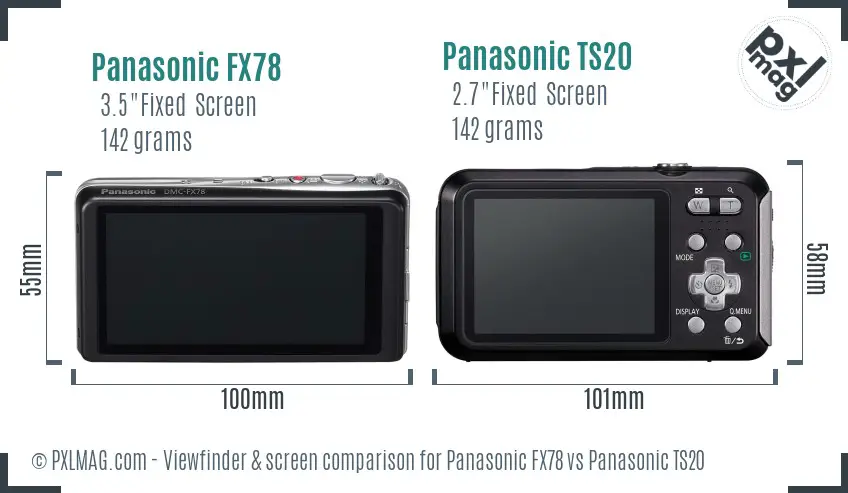 Panasonic FX78 vs Panasonic TS20 Screen and Viewfinder comparison