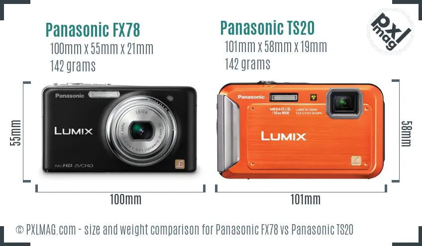 Panasonic FX78 vs Panasonic TS20 size comparison