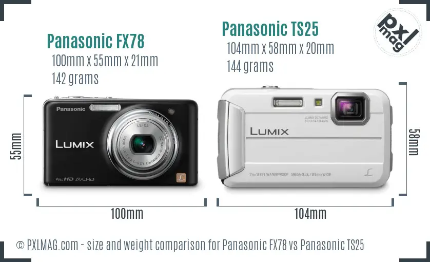 Panasonic FX78 vs Panasonic TS25 size comparison