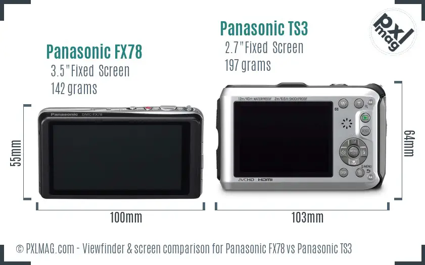 Panasonic FX78 vs Panasonic TS3 Screen and Viewfinder comparison