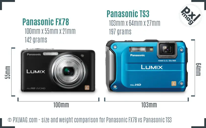 Panasonic FX78 vs Panasonic TS3 size comparison