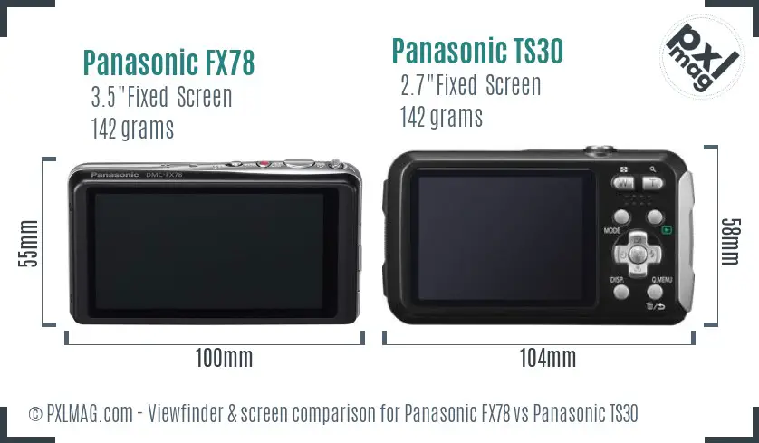 Panasonic FX78 vs Panasonic TS30 Screen and Viewfinder comparison