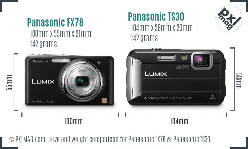 Panasonic FX78 vs Panasonic TS30 size comparison