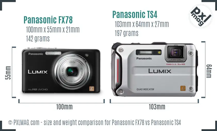 Panasonic FX78 vs Panasonic TS4 size comparison