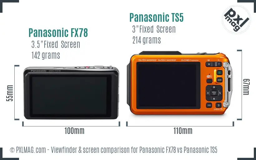 Panasonic FX78 vs Panasonic TS5 Screen and Viewfinder comparison