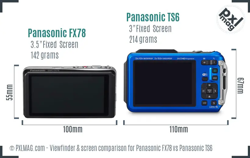 Panasonic FX78 vs Panasonic TS6 Screen and Viewfinder comparison
