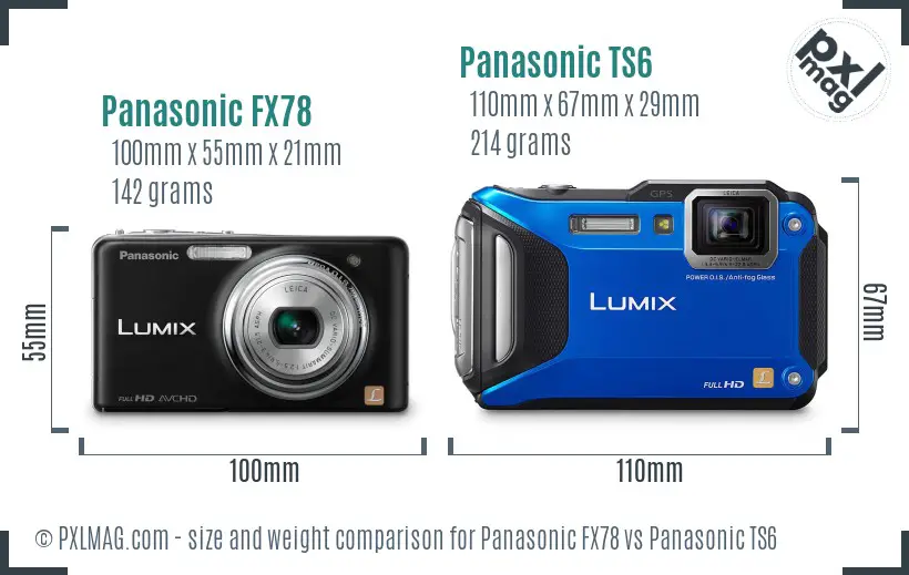 Panasonic FX78 vs Panasonic TS6 size comparison
