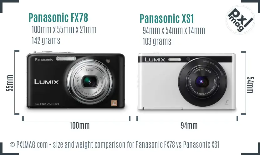Panasonic FX78 vs Panasonic XS1 size comparison