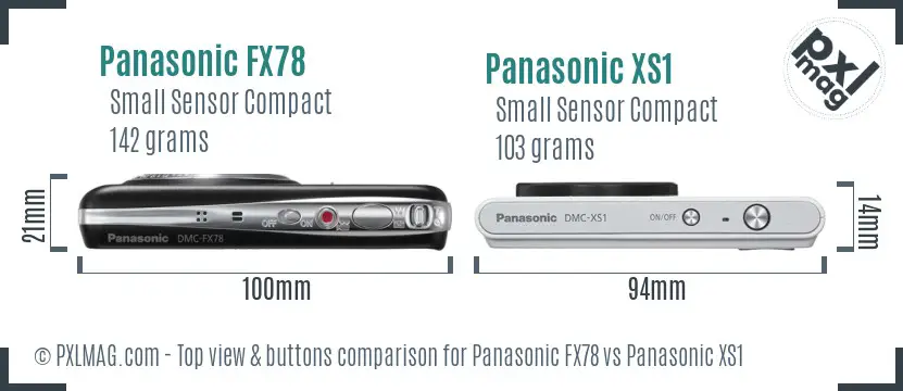 Panasonic FX78 vs Panasonic XS1 top view buttons comparison