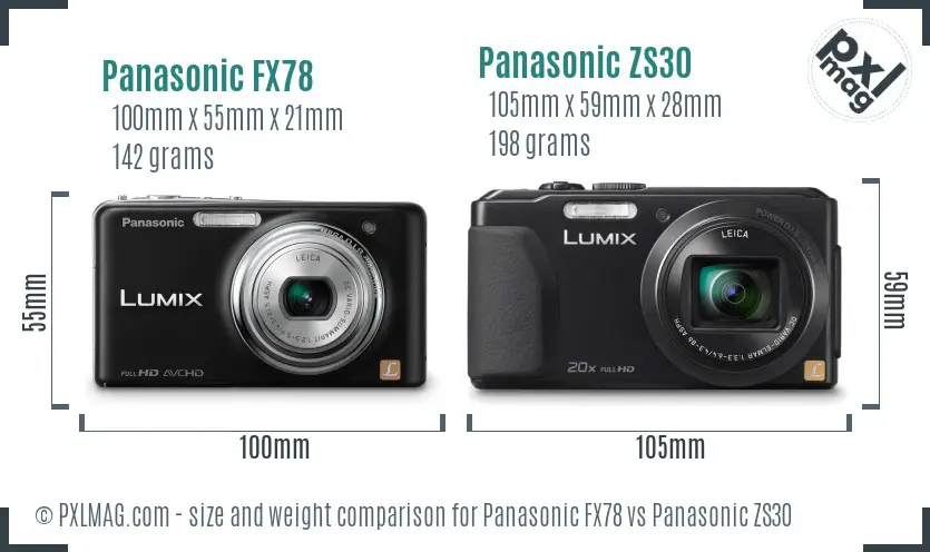 Panasonic FX78 vs Panasonic ZS30 size comparison