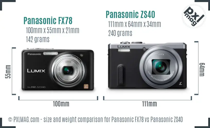 Panasonic FX78 vs Panasonic ZS40 size comparison