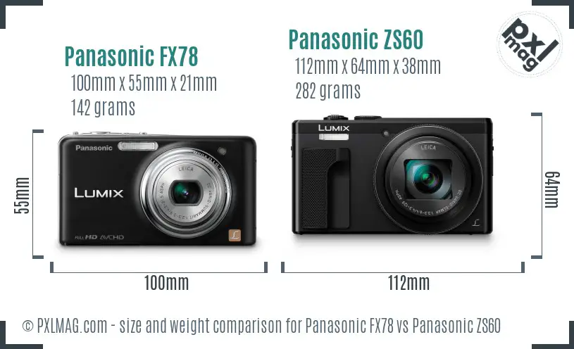 Panasonic FX78 vs Panasonic ZS60 size comparison