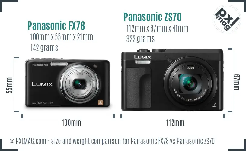 Panasonic FX78 vs Panasonic ZS70 size comparison