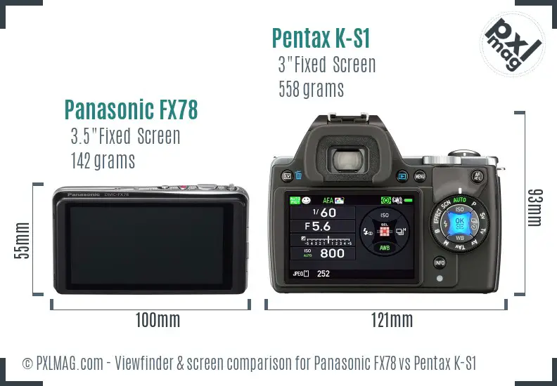 Panasonic FX78 vs Pentax K-S1 Screen and Viewfinder comparison