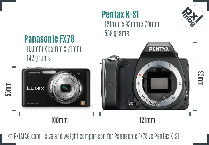 Panasonic FX78 vs Pentax K-S1 size comparison