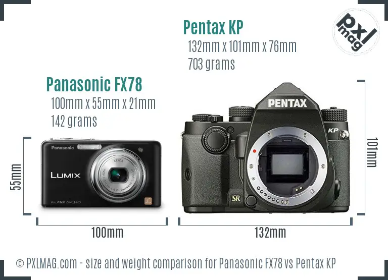 Panasonic FX78 vs Pentax KP size comparison