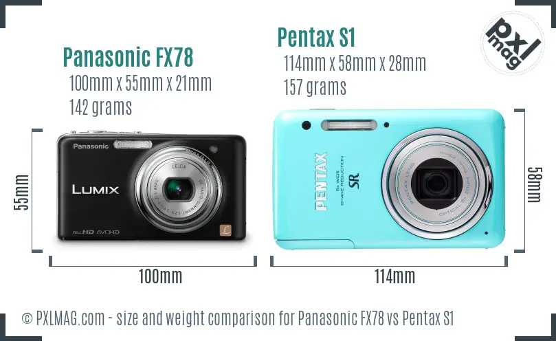 Panasonic FX78 vs Pentax S1 size comparison