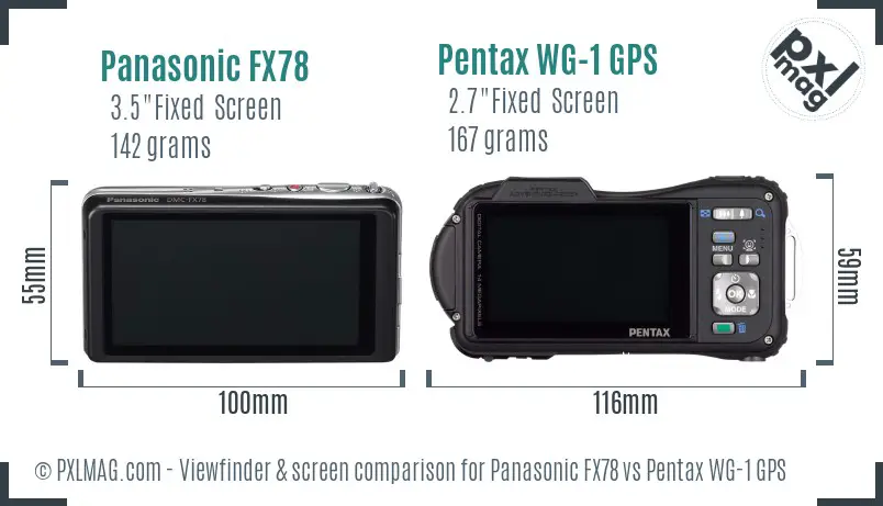 Panasonic FX78 vs Pentax WG-1 GPS Screen and Viewfinder comparison