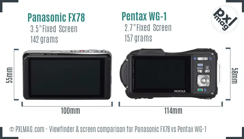 Panasonic FX78 vs Pentax WG-1 Screen and Viewfinder comparison