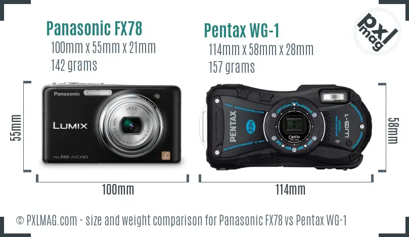 Panasonic FX78 vs Pentax WG-1 size comparison