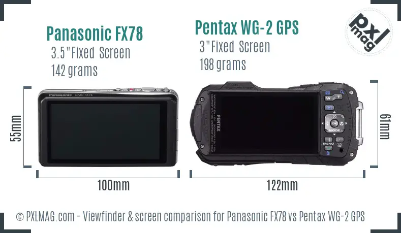 Panasonic FX78 vs Pentax WG-2 GPS Screen and Viewfinder comparison