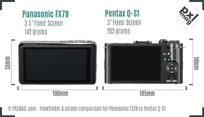 Panasonic FX78 vs Pentax Q-S1 Screen and Viewfinder comparison