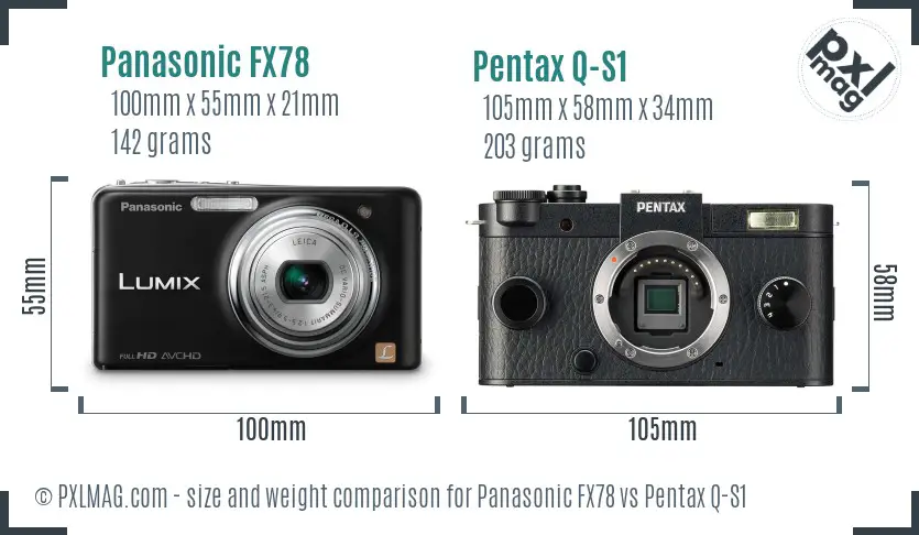 Panasonic FX78 vs Pentax Q-S1 size comparison