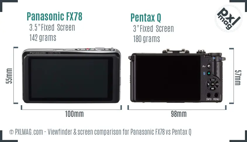 Panasonic FX78 vs Pentax Q Screen and Viewfinder comparison