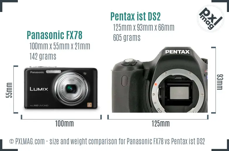 Panasonic FX78 vs Pentax ist DS2 size comparison