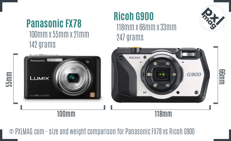 Panasonic FX78 vs Ricoh G900 size comparison Panasonic FX78 vs Ricoh G900 size comparison