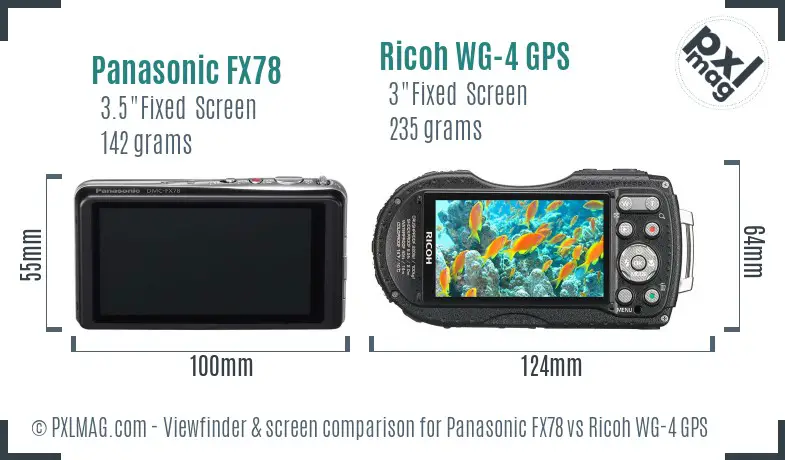 Panasonic FX78 vs Ricoh WG-4 GPS Screen and Viewfinder comparison