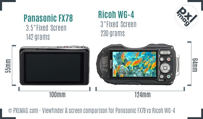 Panasonic FX78 vs Ricoh WG-4 Screen and Viewfinder comparison