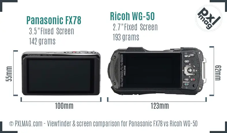 Panasonic FX78 vs Ricoh WG-50 Screen and Viewfinder comparison Panasonic FX78 vs Ricoh WG-50 Screen and Viewfinder comparison