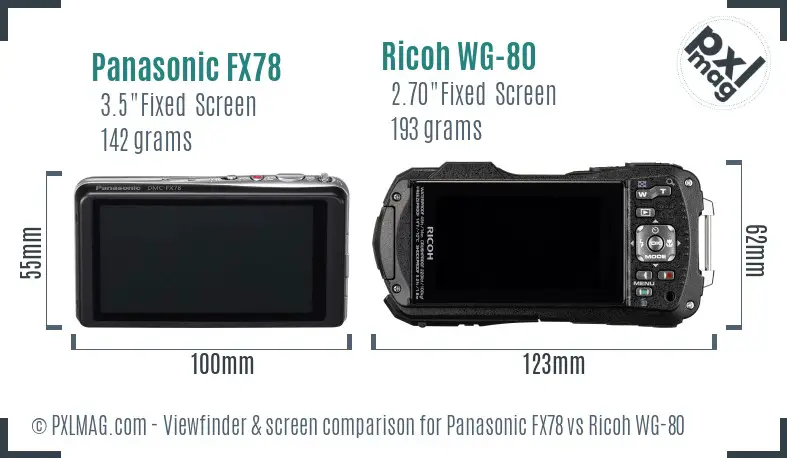 Panasonic FX78 vs Ricoh WG-80 Screen and Viewfinder comparison