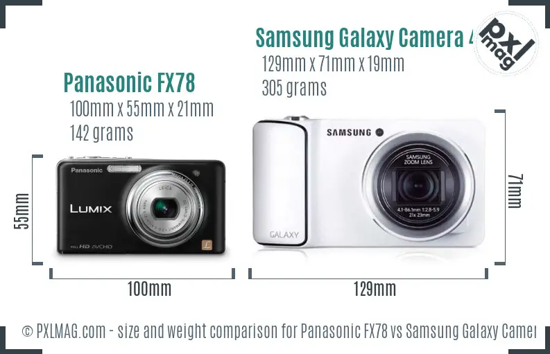 Panasonic FX78 vs Samsung Galaxy Camera 4G size comparison