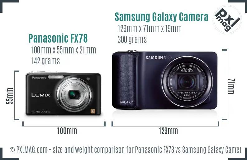 Panasonic FX78 vs Samsung Galaxy Camera size comparison