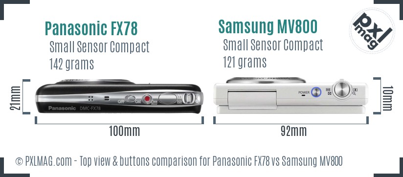 Panasonic FX78 vs Samsung MV800 top view buttons comparison