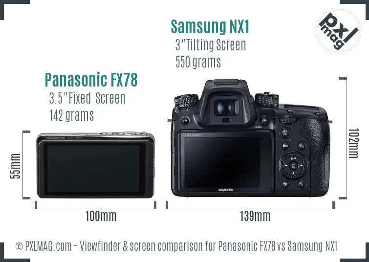 Panasonic FX78 vs Samsung NX1 Screen and Viewfinder comparison