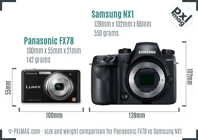 Panasonic FX78 vs Samsung NX1 size comparison