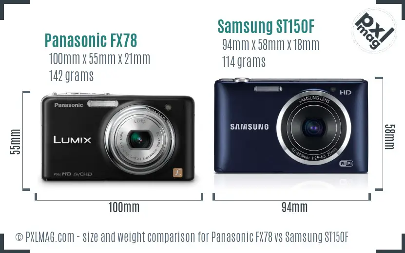 Panasonic FX78 vs Samsung ST150F size comparison