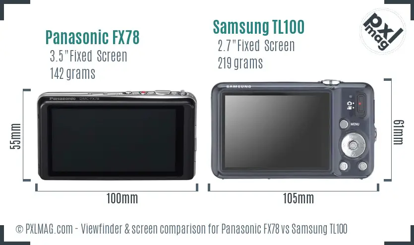 Panasonic FX78 vs Samsung TL100 Screen and Viewfinder comparison Panasonic FX78 vs Samsung TL100 Screen and Viewfinder comparison