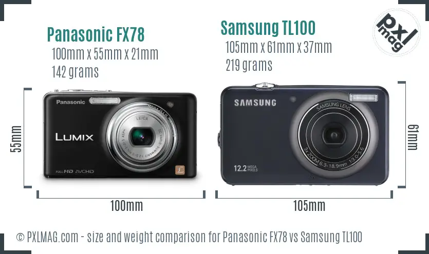 Panasonic FX78 vs Samsung TL100 size comparison Panasonic FX78 vs Samsung TL100 size comparison